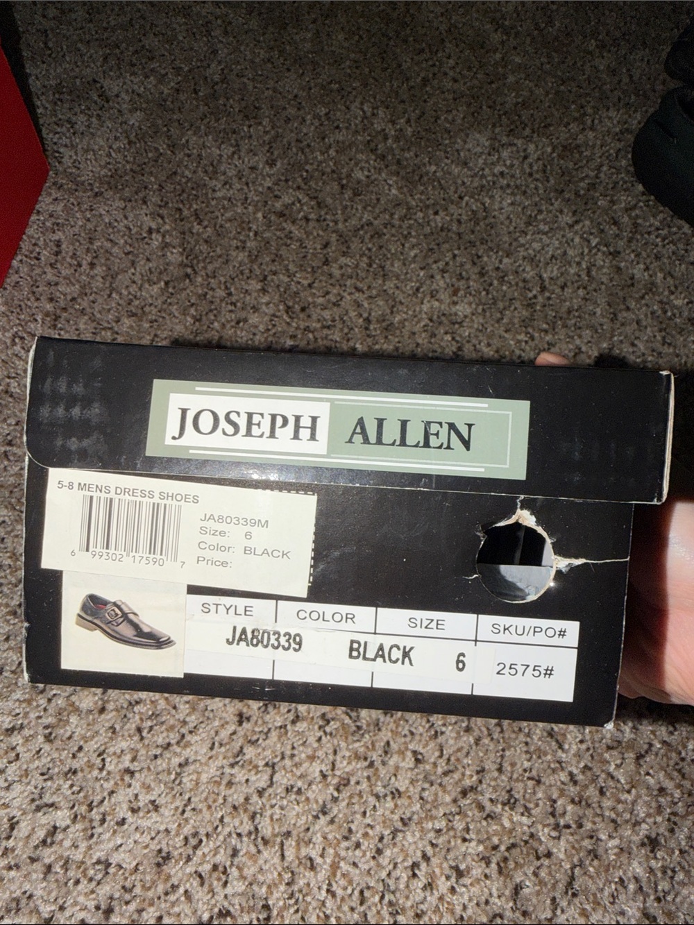 Joseph Allen Black Men's Dress Shoe Box with Brand Label